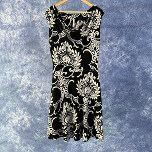 ModCloth Gilli Black & Cream Cowl Neck Sheath Dress Sz L